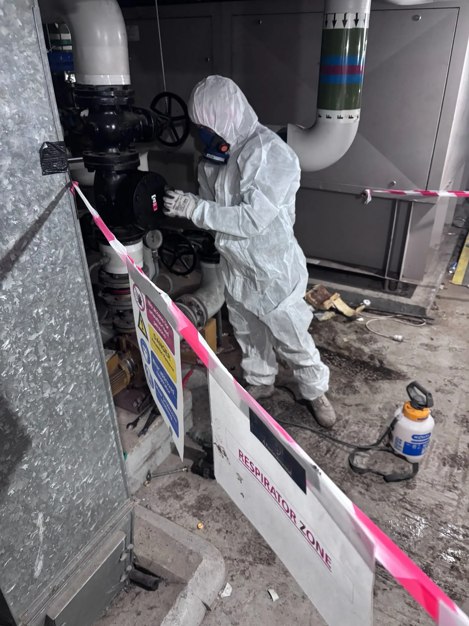 Asbestos artex removal from concrete soffit in Putney